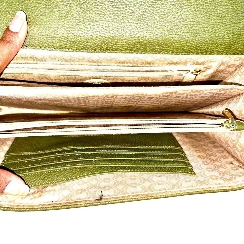 Charming Charlie Green Gold Oversized Clutch